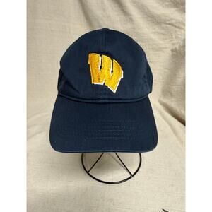 Wisconsin Badgers W Strapback Hat Navy Blue Pace Headwear Adjustable NCAA Cap